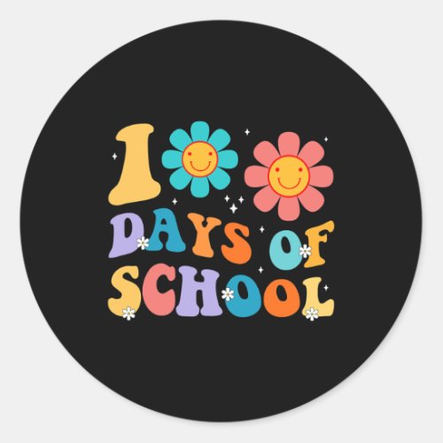 Days Happy 100th Day Of School Teacher Kids Retro  Classic Round Sticker