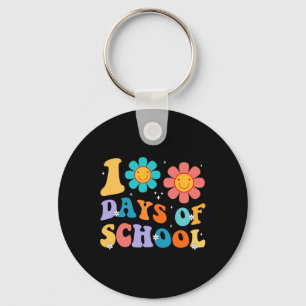 Days Happy 100th Day Of School Teacher Kids Retro Keychain