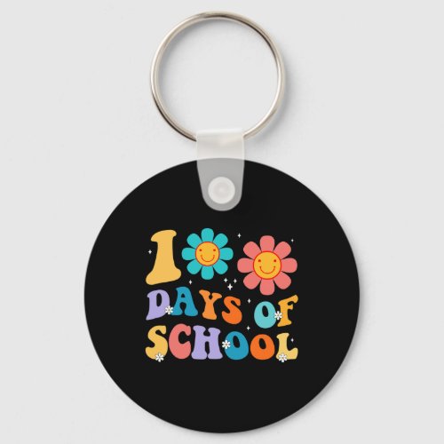 Days Happy 100th Day Of School Teacher Kids Retro  Keychain