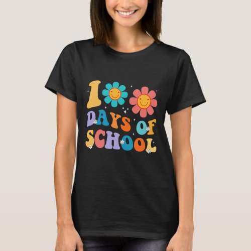 Days Happy 100th Day Of School Teacher Kids Retro  T_Shirt