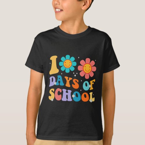 Days Happy 100th Day Of School Teacher Kids Retro  T_Shirt