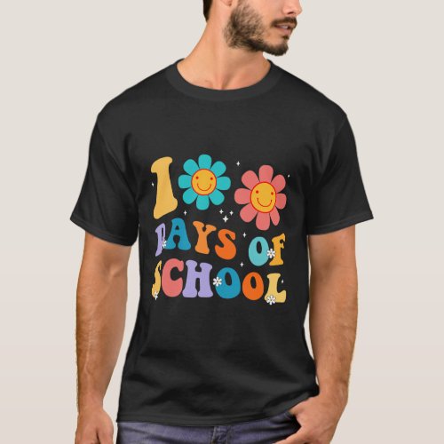 Days Happy 100th Day Of School Teacher Kids Retro  T_Shirt