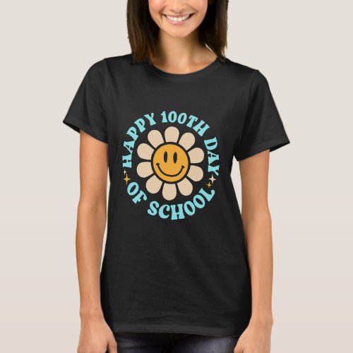 Days Happy 100th Day Of School Teacher Kids Retro  T_Shirt