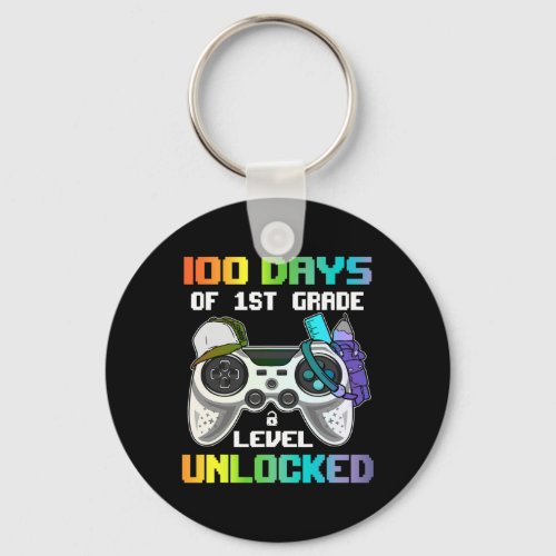 Days Of 1st Grade Level Unlocked Gamer Video Games Keychain