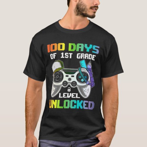 Days Of 1st Grade Level Unlocked Gamer Video Games T_Shirt