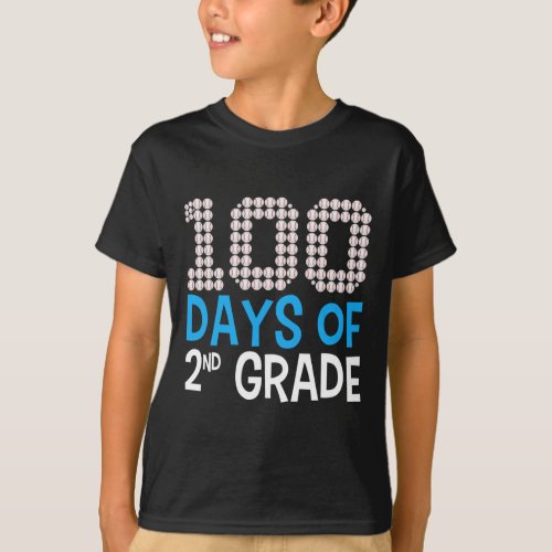 Days Of 2nd Grade Baseball Sport 100th Day Of Scho T_Shirt