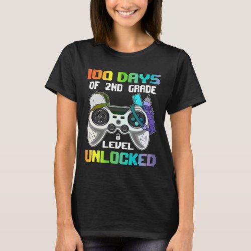 Days Of 2nd Grade Level Unlocked Gamer Video Games T_Shirt