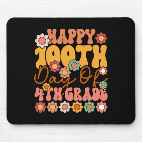 Days Of 4th Grade Cute Groovy Teacher Kids Girls B Mouse Pad