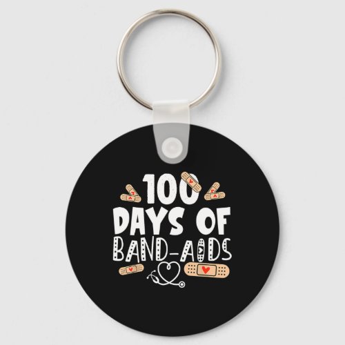 Days Of Band_aids _ School Nurse 100 Days Of Schoo Keychain