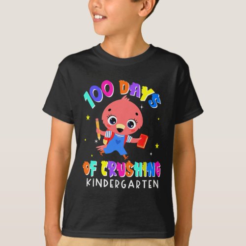 Days Of Crushing Kindergarten Flamingo Fun Student T_Shirt