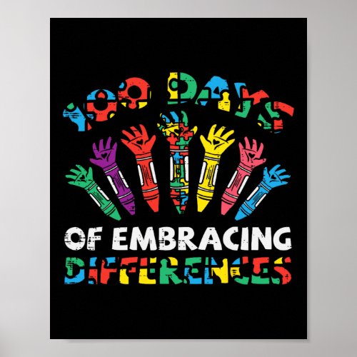 Days Of Embracing Autism 100th Day School Sped Tea Poster