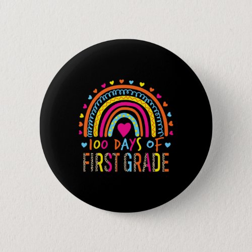 Days Of First Grade Leopard Rainbow 100th Day Of S Button