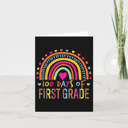 Days Of First Grade Leopard Rainbow 100th Day Of S Card