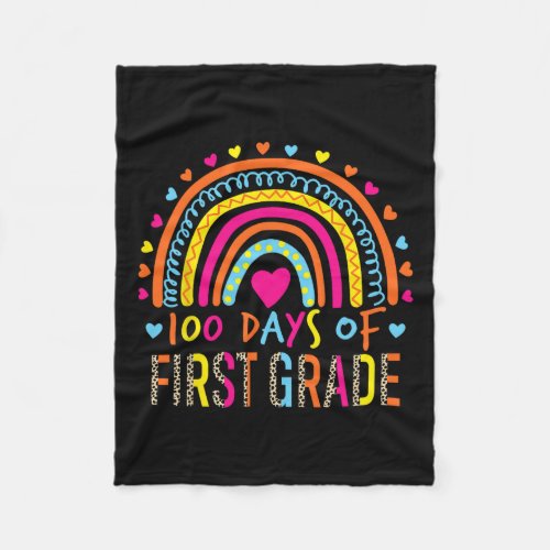 Days Of First Grade Leopard Rainbow 100th Day Of S Fleece Blanket