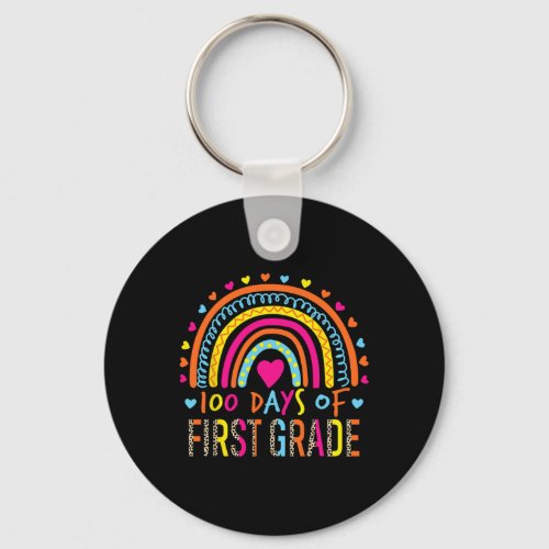 Days Of First Grade Leopard Rainbow 100th Day Of S Keychain