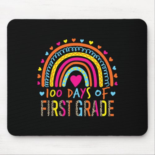 Days Of First Grade Leopard Rainbow 100th Day Of S Mouse Pad