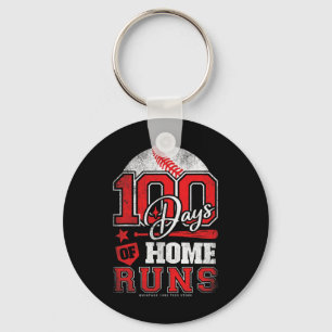 Days Of Home Runs Baseball Boys Kids 100th Day Of Keychain