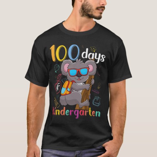 Days Of Kindergarten Koala 100th Day School Kinder T_Shirt