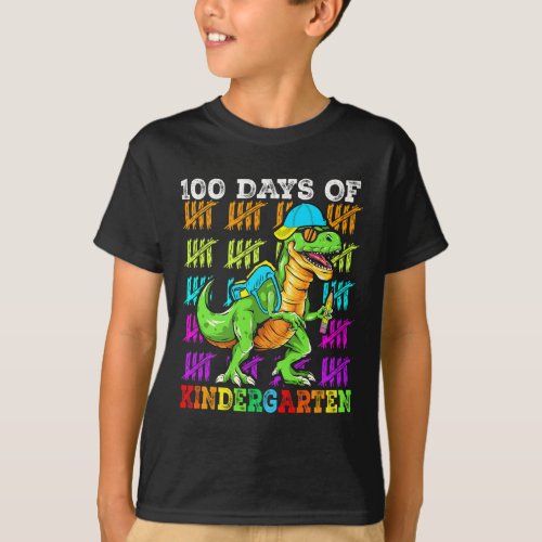 Days Of Kindergarten T Rex 100th Day Of School Tre T_Shirt