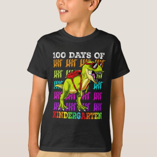 Days Of Kindergarten T Rex 100th Day Of School Tre T_Shirt