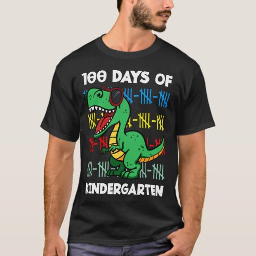 Days Of Kindergarten T_rex Dino Preschool Students T_Shirt