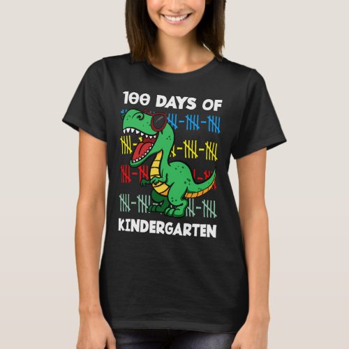 Days Of Kindergarten T_rex Dino Preschool Students T_Shirt