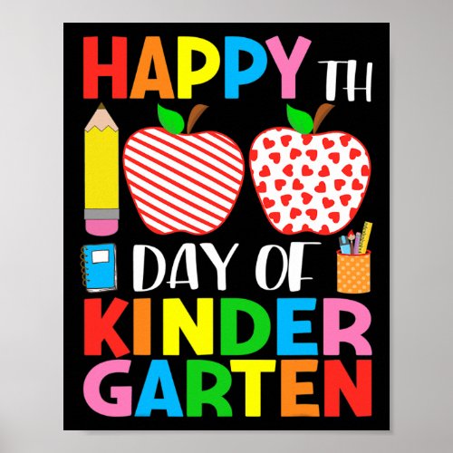 Days Of Kindergarten Teacher And Student Hearts St Poster