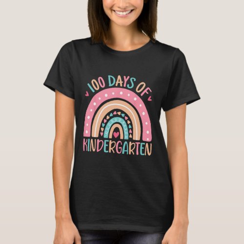 Days Of Kindergarten Teacher Kids 100th Day Of Sch T_Shirt