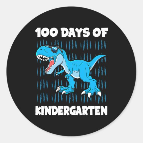 Days Of Kindergarten Trex Dinosaur 100th Day Schoo Classic Round Sticker