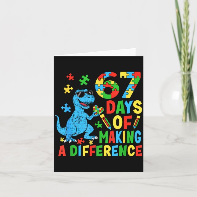 Days Of Making A Difference Dinosaur Autism Teache Card (Front)