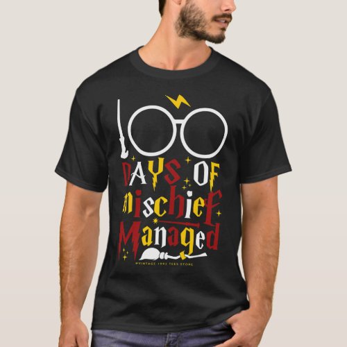 Days Of Mischief Managed Teacher Kid 100th Day Of  T_Shirt