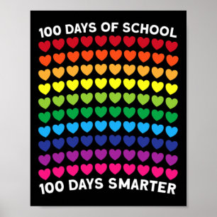 Days Of School 100 Days Smarter Heart Love Boy Gir Poster