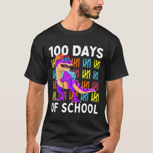 Days Of School 100th Day Dino  T_Shirt