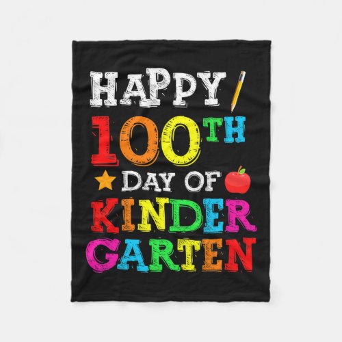 Days Of School 100th Day Of School Kindergarten  Fleece Blanket