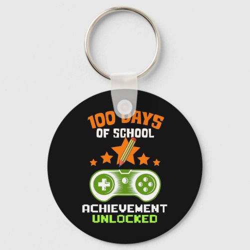 Days Of School Achievement Unlocked Video Gamer  Keychain