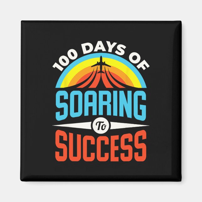 Days Of School Airplane Soaring To Success  Magnet (Front)