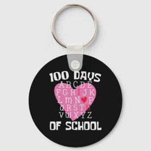 Days Of School Alphabet 100th Day Teacher Student  Keychain