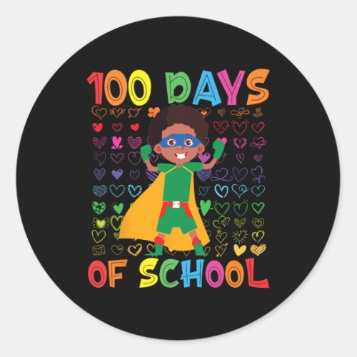 Days Of School And Black History Month African Boy Classic Round Sticker