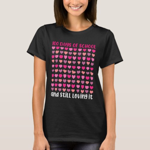 Days Of School And Still Loving It Hearts Girls  T_Shirt