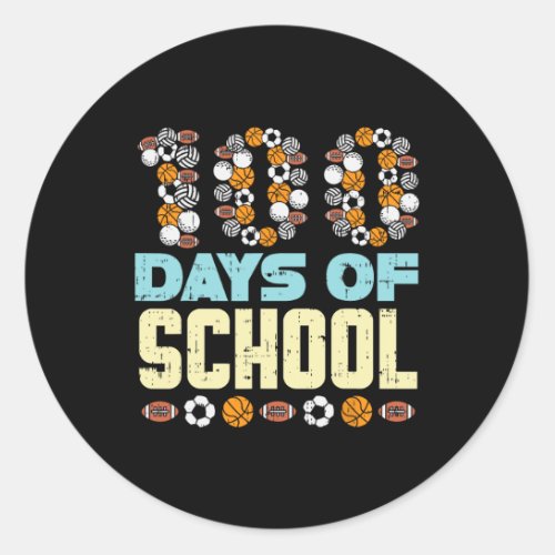 Days Of School Baketball Soccer Football Sports Bo Classic Round Sticker