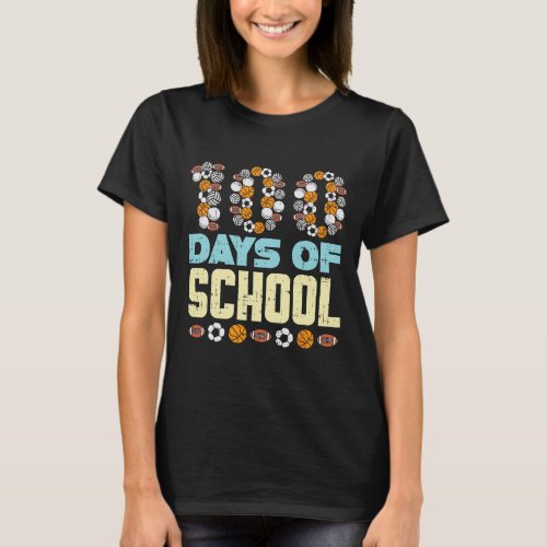 Days Of School Baketball Soccer Football Sports Bo T_Shirt