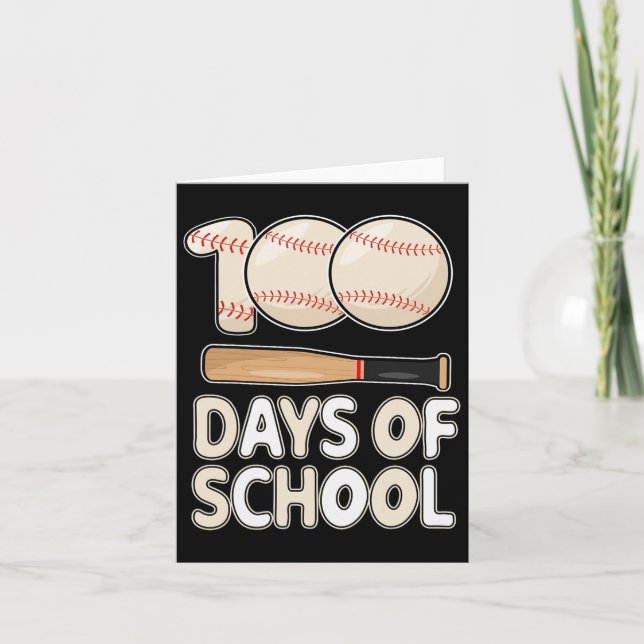 Days Of School Baseball For Kids Student 100th Day Card (Front)