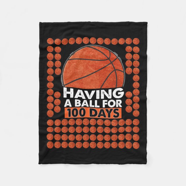 Days Of School Basketball 100th Day Balls For Boys Fleece Blanket (Front)
