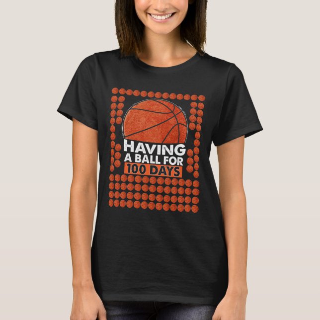 Days Of School Basketball 100th Day Balls For Boys T-Shirt (Front)