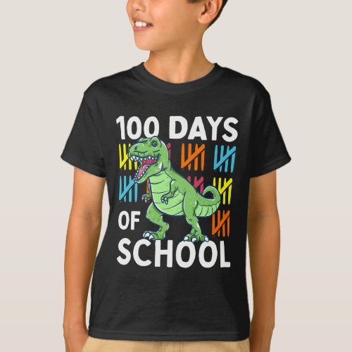 Days Of School Boys Dinosaur 100th Day Dino  T_Shirt