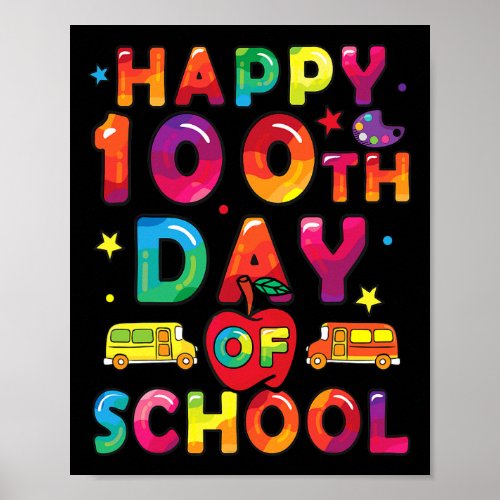 Days Of School Boys Girls Happy 100 Days Of School Poster