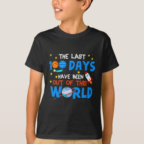 Days Of School Boys Outer Space Astronaut Planets  T_Shirt