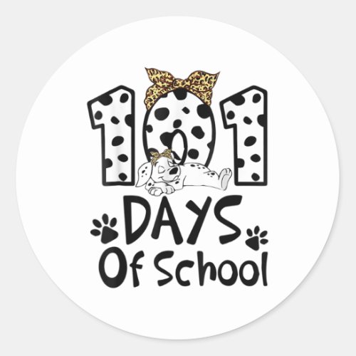 Days Of School Dalmatian Dog Boys Girls 100 Days  Classic Round Sticker