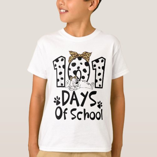 Days Of School Dalmatian Dog Boys Girls 100 Days  T_Shirt