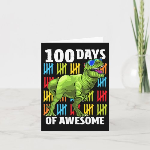 Days Of School Dinosaur T_rex Dino Kids Boys 100th Card